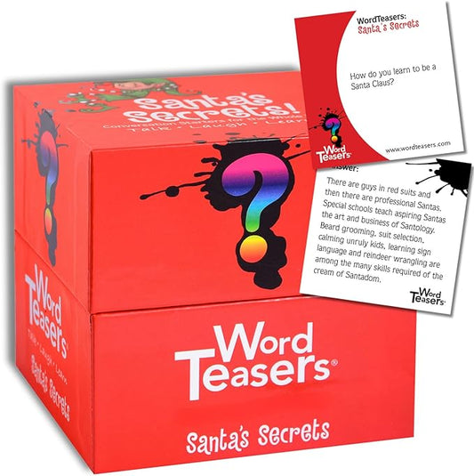 WORD TEASERS Santa's Secrets - Family Trivia Game with Holiday Conversation Cards & Party Game - 150 Trivia Cards