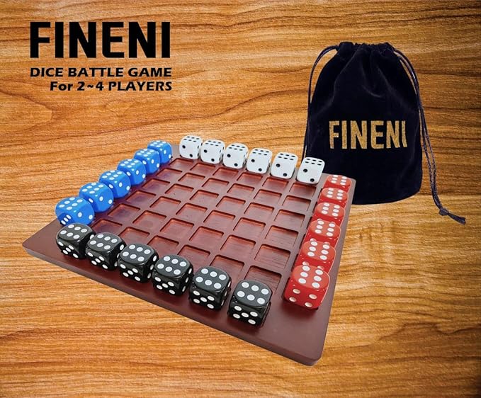 Dice Battle, 2~4 Player Board Games, 4 Player Durable Wooden Coffee Table Games for Adults, Best Bar Dice Games, Indoor Tabletop Game & 4 Players Wood Table Top Dice Game (Single(2~4)/Brown)