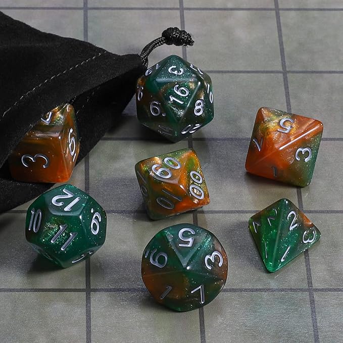 CiaraQ DND Polyhedral Dice Set with Dice Bag for Dungeons and Dragons RPG MTG Role Playing Table Games