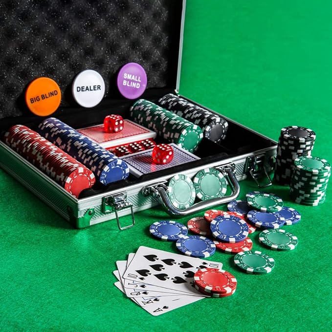 Poker Chip Set - 200PCS Poker Chips with Aluminum Case, 11.5 Gram Chips for Texas Holdem Blackjack