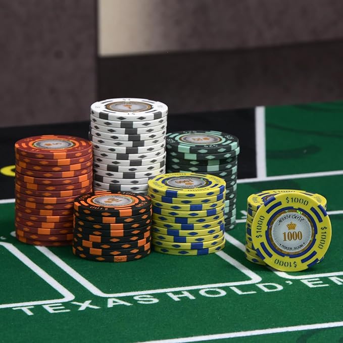 Nmroim14 Gram Clay Poker Chips Set 50PCS Casino Class Chips Set for Texas Hold'em Blackjack Poker Game (50Pcs)