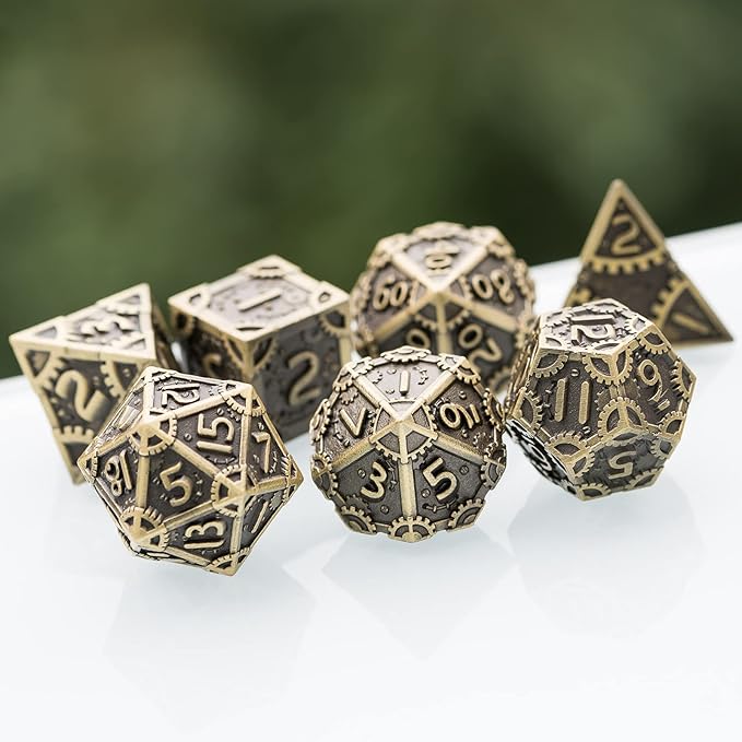 UDIXI Metal Dice Set 7 Die Polyhedral Dice Set DND Dice for Dungeons and Dragons Role Playing Game and Other Board Game (Ancient Bronze)