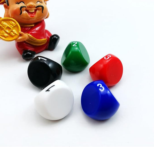 Bescon Polyhedral 3-Sided Gaming Dice - D3, 3 Sides, 5 Assorted Opaque Colors