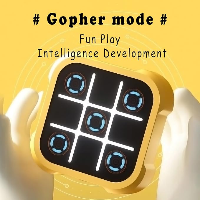 Tic Tac Toe Game, Electronic Tic Tac Toe Game, Tic Tac Toe Electronic Game, Chess Board Game, Interactive Portable Game Set, for Family, Friends (Yellow)