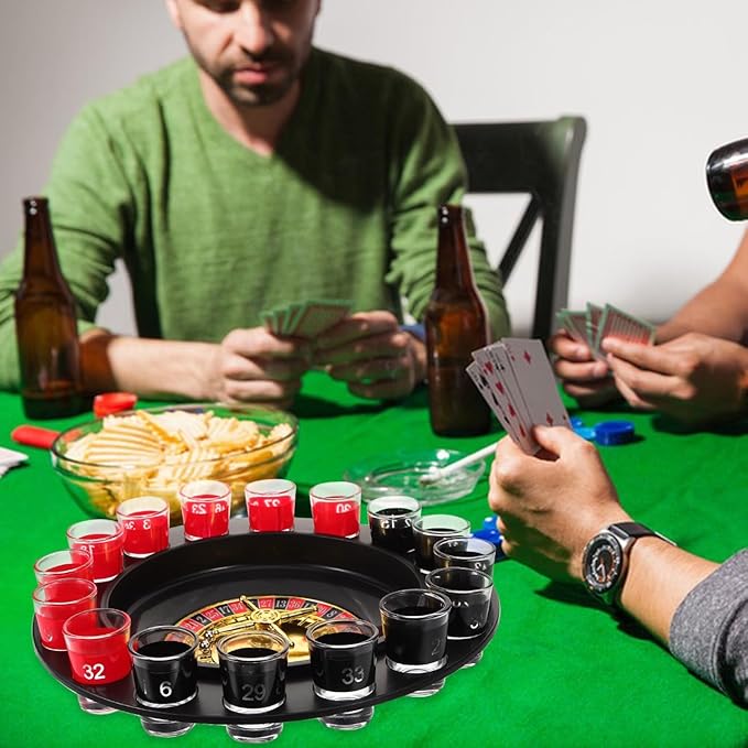 Sosoport Shot Roulette Drinking Game Glass Roulette Shot Glass Roulette Drinking Game Set Party Games Supply for KTV Live House Bar