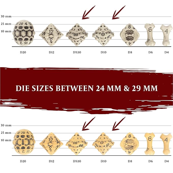 D10 &%D10 Dice Set - Set of Six 10 Sided Dice - Four D10 & Two%D10 (D100) Skull & Bone Themed RPG Dice. Cool Unique Gift and Compatible with Dungeons & Dragons (DND), D&D, Pathfinder, D and D(Mixed)