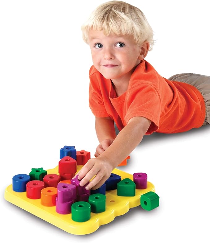 Learning Resources Stacking Shapes Pegboard, Toddler Pegboard, Stacking Pegboard Set, Fine Motor Toy, 27 Piece Set, Ages 2+