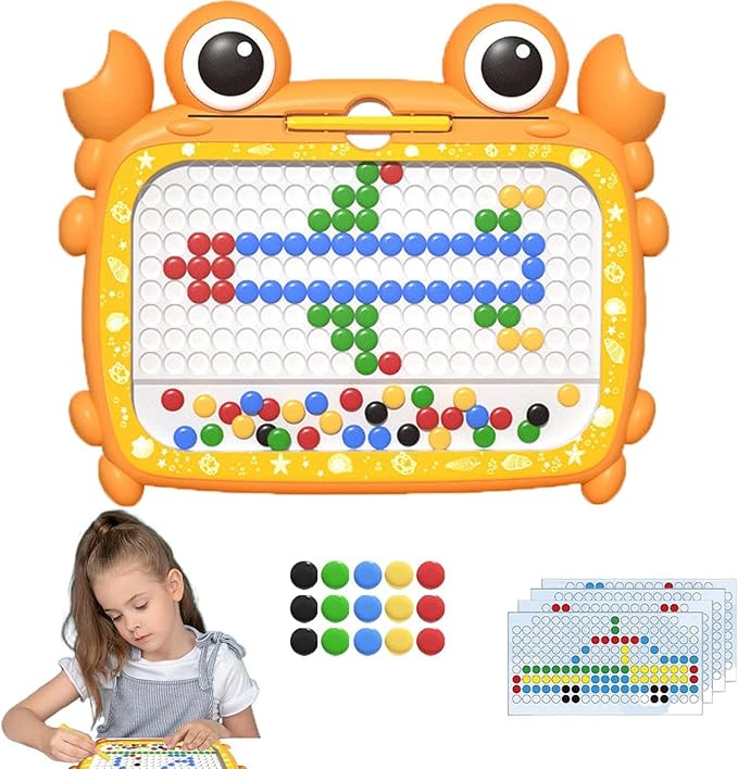 Magnetic Dots Board, Magnetic Drawing Board for Toddlers, Magnetic Drawing Board for Kids, Magnetic Dot Art with Magnetic Pen, Magnetic Tablet Toy (Orange)