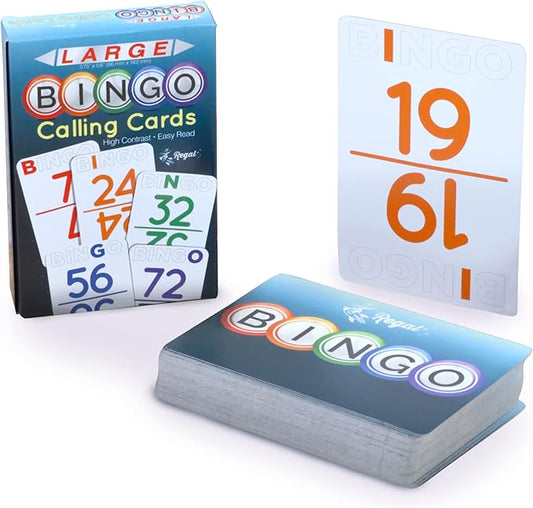 Regal Bingo Large Bingo Calling Cards Deck Reusable - Bingo Games for Family - 75 Playing Cards (B1 - O75)