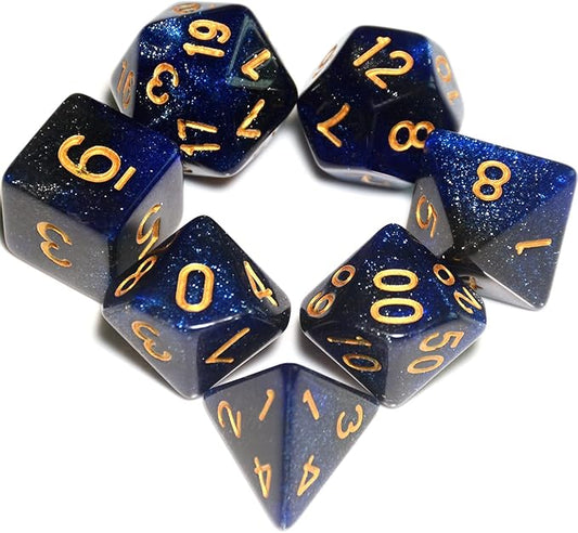 7Pieces DND Dice Set (Blue Black)