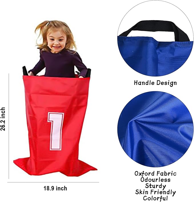 GOLDGE 28 Piece Outdoor Games Kit for Kids, Includes Potato Sack Race Bags, Bean Bag Toss, 3 Legged Race Bands, Egg Spoon Relay, for Easter & Birthday Parties