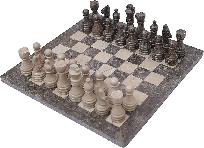 15 Inch Luxury Chess Set Classic Chess Boards for Adults with Handcrafted Stone Board & Marble Chess Pieces Ideal for Home Decor (Oceanic & Virona)