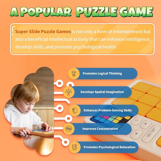 Super Slide Puzzle, Hand Held Travel Games for Kids, Brain Teaser Toys Road Trip Activities for Boys Girls Adults, Birthday Easter Basket Stuffers