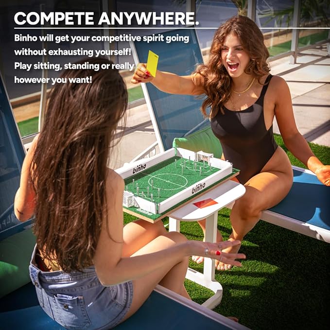 Binho Board Classic Board Game Green Turf - 2-Player Fast-Paced Finger Flicker Pinball Family Board Games - Portable Tabletop Sports Game Set for Any Occasion