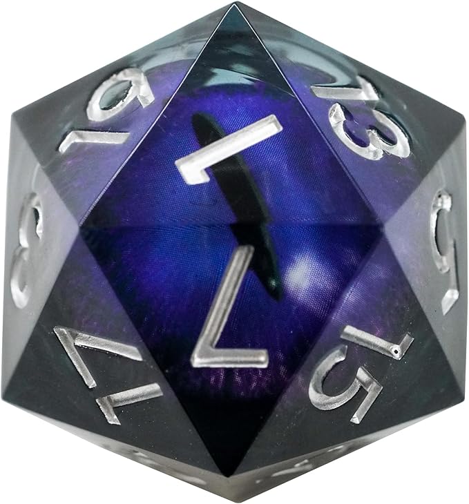 Dungeons and Dragons DND Dice D20, Moving Eyeball Liquid Core Dice Set D&D 33MM Oversized D20 Single Sharp Edge Resin dice with Gift Case, Polyhedral Dice for Role Playing Game