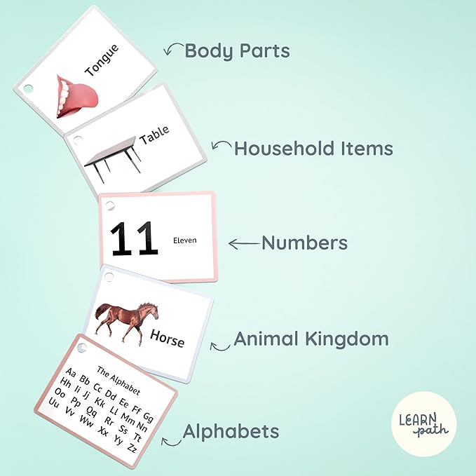 Toddler Flash Cards for Ages 2+ - Real Image 470 Flash Cards for Toddlers 3-5 Years with Illustrations, Alphabet, First Words, Numbers, Colors, Shapes & Math Symbols