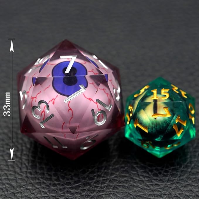 Liquid Core Dragon Eye Dice Single D20,DND RPG Dice,33mm Dragon Eye D20 for Role Playing Table Games