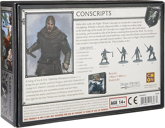 A Song of Ice and Fire Tabletop Miniatures Game Night's Watch Conscripts Unit Box (Multilingual Edition) - Strategy Game for Adults, Ages 14+, 2+ Players, 45-60 Minute Playtime, Made by CMON