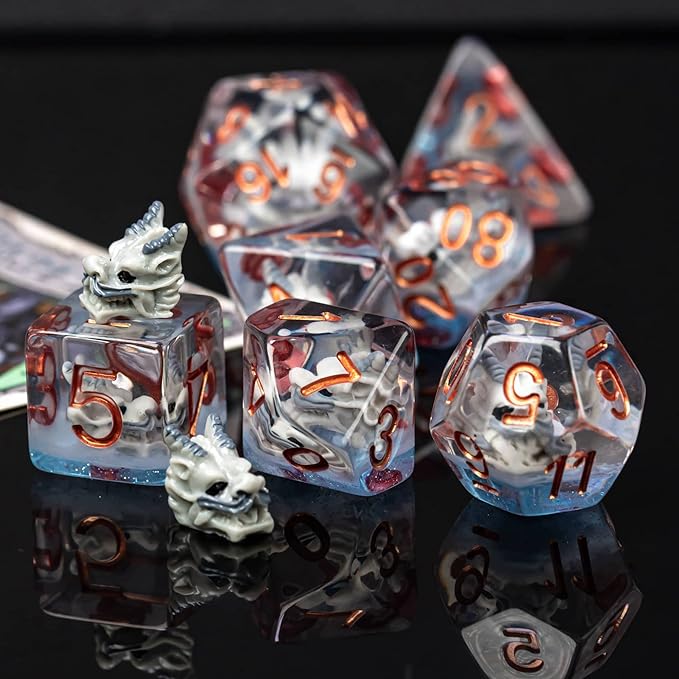 UDIXI 7-Die Resin DND Dice Set, D&D Polyhedral Dice Set Dragon RPG Dice for Dungeons and Dragons Role Playing Games Pathfinder Tabletop Game