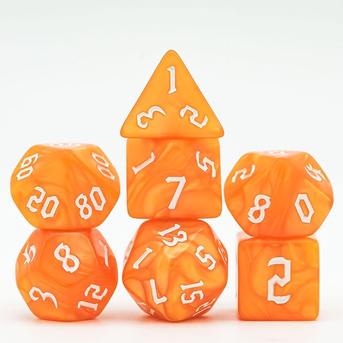 6 Sets DND Dice Polyhedral Dice Set (42pcs) with 1 Large Leather Bag, D&D Dice Set for Dungeons and Dragons, RPG Table Games. (6 Sets Sickle Font Pearl Patte)