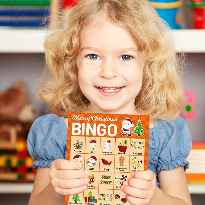 Fancy Land Christmas Bingo Game for Kids 24 Players Plaid Holiday Winter Party Supplies