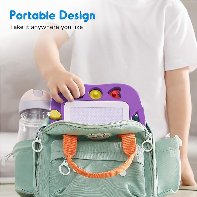 SGILE Magnetic Drawing Board for Kids, Colorful Erasable Doodle Board with Magnet Pen, Painting Sketch Pad with Three Stamps, Travel Toy, Birthday Gift, Educational Learning Toy for Toddlers, Purple