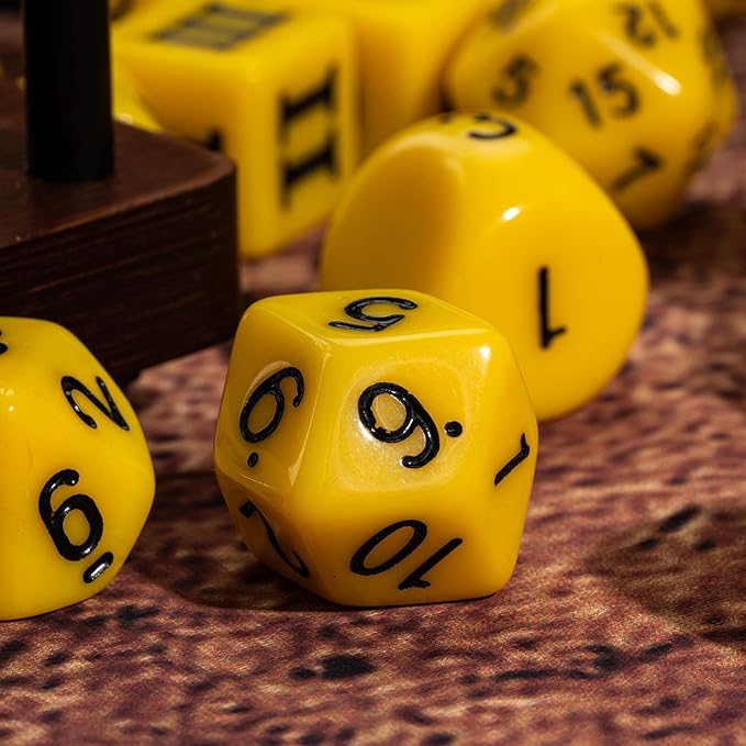 15 Pieces Complete Polyhedral DND Dice Set D3-D100 Spherical D&D Dice Set with Dragon Eye Dice Bag, D100 Dice for Dungeons and Dragons, RPG, MTG Table Games(Yellow w/Black Numbers)