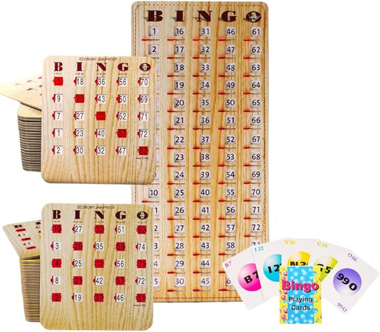 MR CHIPS Jam-Proof Bingo Cards with Sliding Windows, 50 Reusable Shutter Cards, 75 Calling 1 Master Board Plus 10 Extra Cards