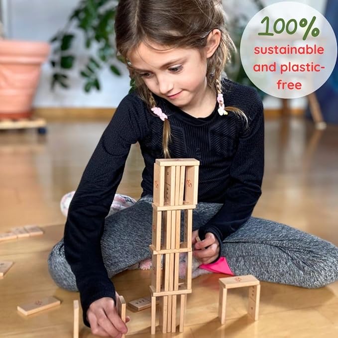 Multiplication Domino Math Game | Wooden Educational Algebra Toy | Learning Times Tables Dominoes for Classroom, Homeschooling 3rd 4th Grade MATHOMINO