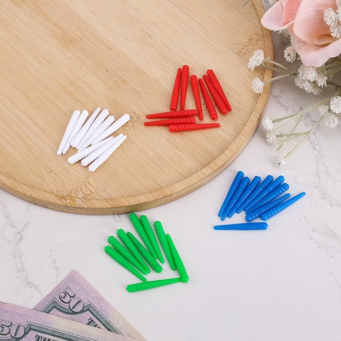 36pcs Cribbage Pegs, Fits 1/8 Holes Plastic Cribbage Pins Tapered Design Cribbage Board Game Versatile Cribbage Board Scoring Pegs for Family Friends (Blue, White, Green, Red)