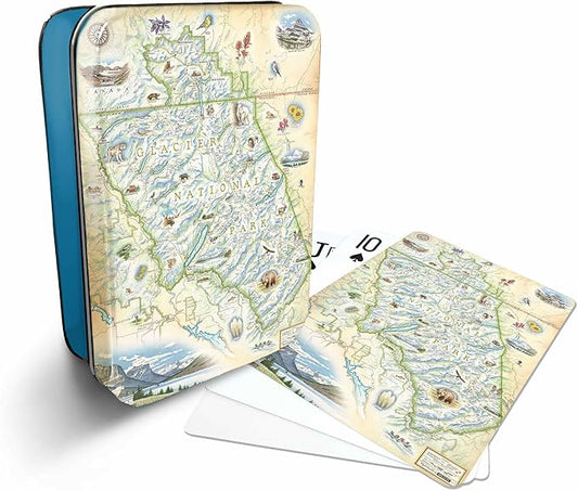 Glacier National Park Map Standard 52-Deck Playing Cards - Official Vegas Poker Size