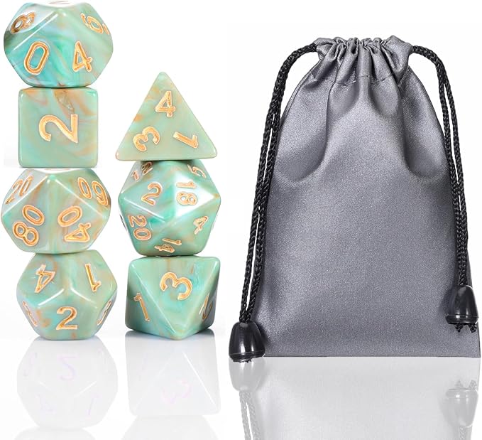 Role Playing Dice Set - 16mm Polyhedral DND Dice in Mixed Colors (Orange, Dark Green, Light Green) - Perfect for Dungeons and Dragons, Tabletop Games, and Math Teaching