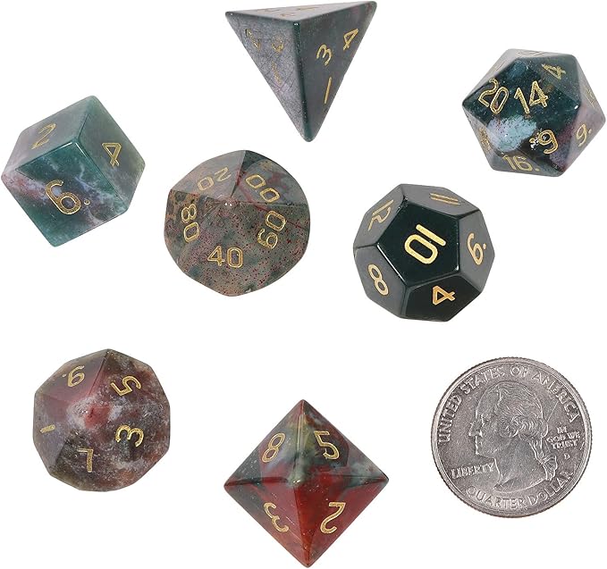 Nupuyai Healing Indian Agate Crystal D&D Polyhedral Dice Set with Box for Dungeons and Dragons, Set of 7 Table Top Game Dice for RPG MTG Roleplaying Collection