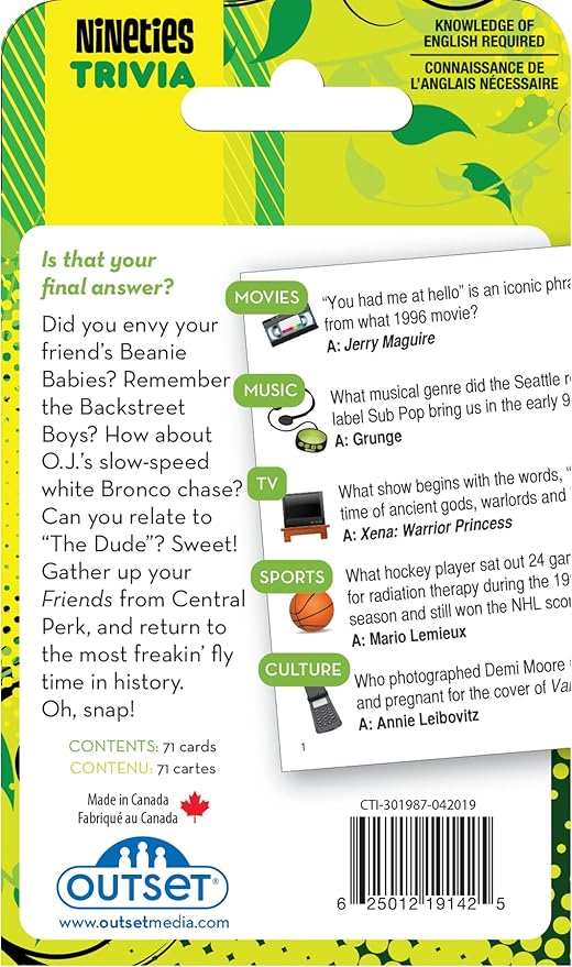Outset Media A Decade of Trivia Game - 1990's and 2000's Travel Card Pack - for Ages 12 and up