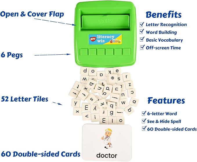 BOHS Spanish and English Literacy Wiz Game - Preschool Language Learning Educational Toys