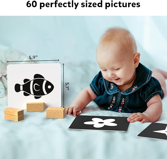 Skillmatics Large Flash Cards for Babies & Infants - High Contrast, 60 Pictures, Visual Stimulation & Sensory Development, Travel Friendly, Gifts for Infants 0 to 12 Months