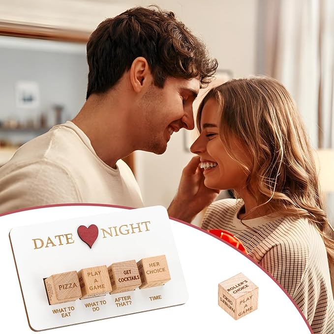 Date Night Dice for Couple Funny Romantic Game Board for Date Night Ideas for Adult Food Decision Dice Portable Game for Valentine's Day Anniversary Birthdays Gifts for Boyfriend Girlfriend Him Her