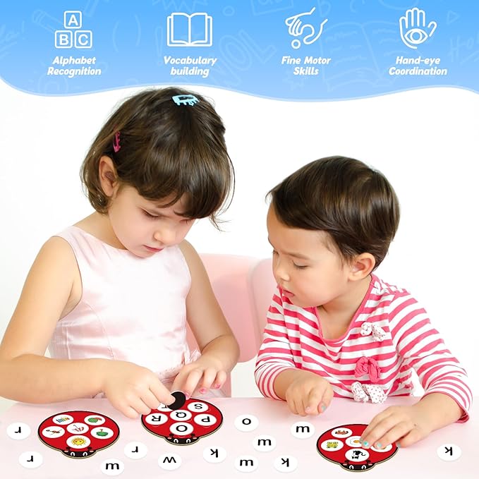 Alphabet Games for Kids Toddlers,Animal Cards,Alphabet Learning Toys,ABC Flash Cards,Speech Therapy,Letter Matching Board Games for Kids 3-6,Ladybug Toys,Preschool Classroom Must Haves