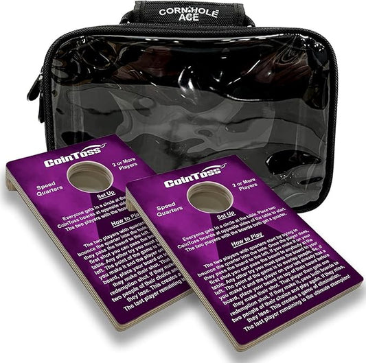 2 CoinToss Boards and Carry Case Set - Speed Quarters - Purple