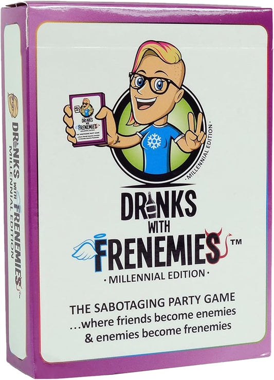 BE game LLC Drinks with FRENEMIES Millennial Edition Party Game | Fun Game for Adults and Teens | Ages 16+ | 3+ Players | Average Playtime 10-60 Minutes | Made by BE Games