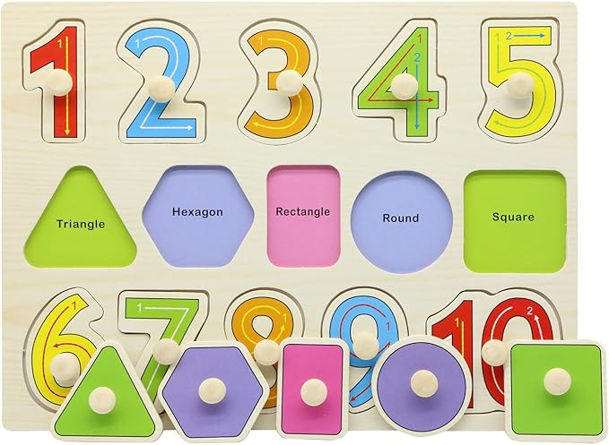 Wooden Jigsaw Peg Puzzle Board Toy Number Educational and Learning Puzzles Toy