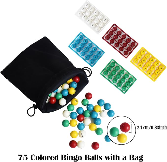 Yuanhe Jumbo Bingo Game Set - 11" Metal Round Cage, 75 Colored Balls, 100 Bingo Cards, 500 Mixed Chips and Master Board for Large Groups, Parties