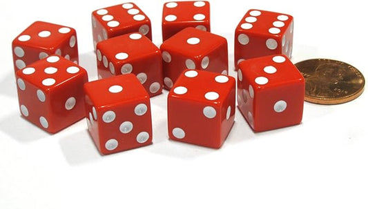 Koplow Games Set of 10 Six Sided D6 12mm Square Dice Red