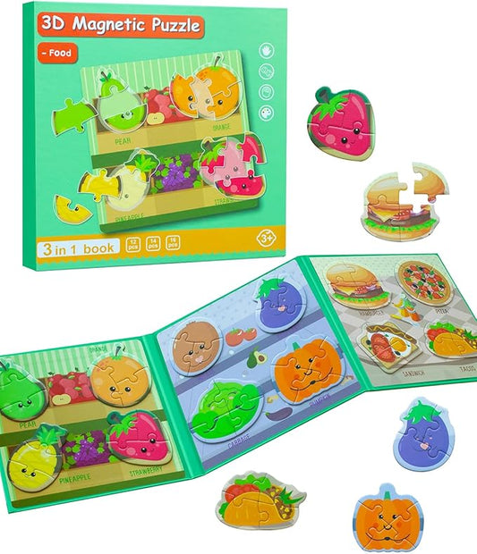 Magnetic Puzzles for Toddlers 2-4, Travel Puzzles Games for Kids Ages 1-3, Activities Toy Jigsaw Puzzles Book for Boys & Girls 1 2 3 4 5, Learning Magnet Present for Road Trip