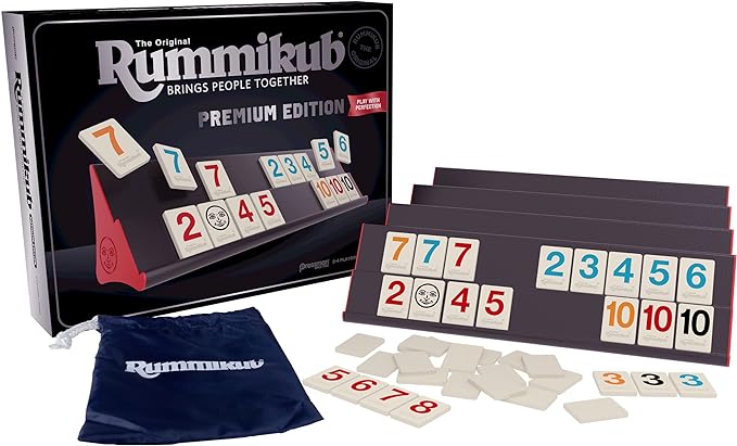 Rummikub Premium Edition by Pressman - Features Racks - Large Number Engraved Tiles and a Storage Bag for The Ultimate Rummikub Experience by Pressman , Silver