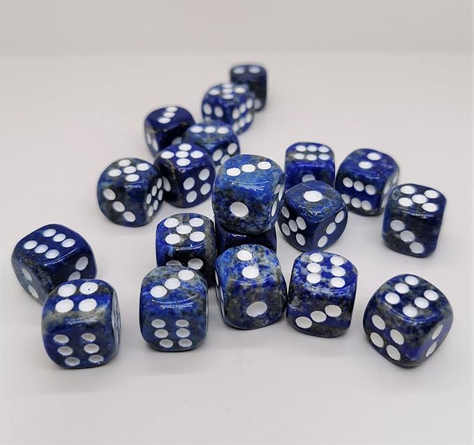 Natural Hand Carved Gemstone Dices, 15mm/0.59in, 6 Sided, Lapis Lazuli