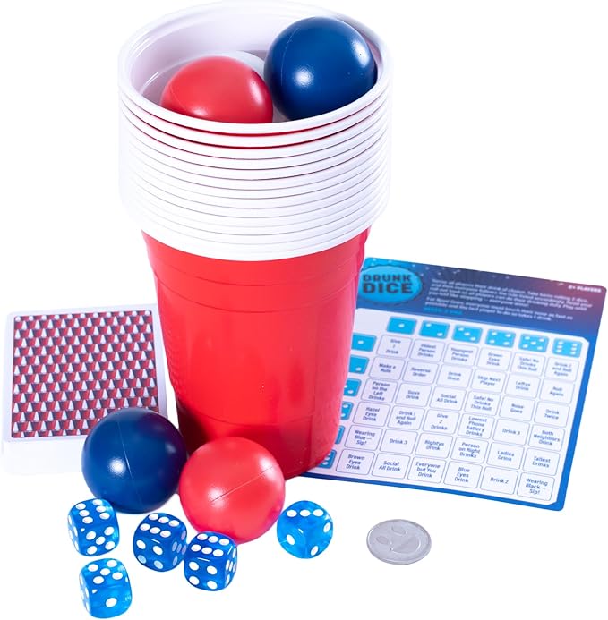 Goliath Endless Games Party Game Starter Kit – 30 Fun Drinking Games & Supplies for Adults | 2+ Players | Includes Cups, Dice, and Cards | Ages 21+