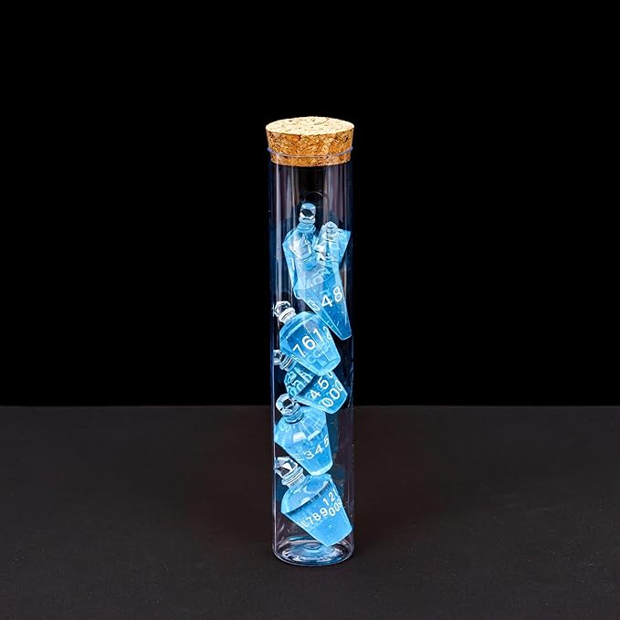 7PCS Potion DND Dice Set,Transparent Sharp Edge Die Set D&D RPG Polyhedral Die,for Dungeons & Dragons, Pathfinder, and TTRPG Roleplaying Games (Blue)