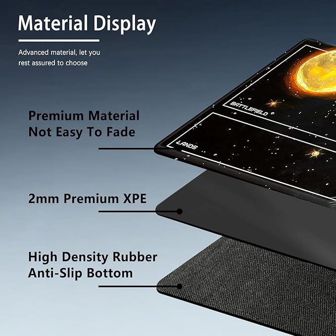 MTG Playmat Size 23.6x13.8in with Storage Bags Portable Playmat TCG and Board Game Mat for Cards Rubber Base Slip-Resistant Mousepad Desk Mat (Moon/Cat,with Zone)