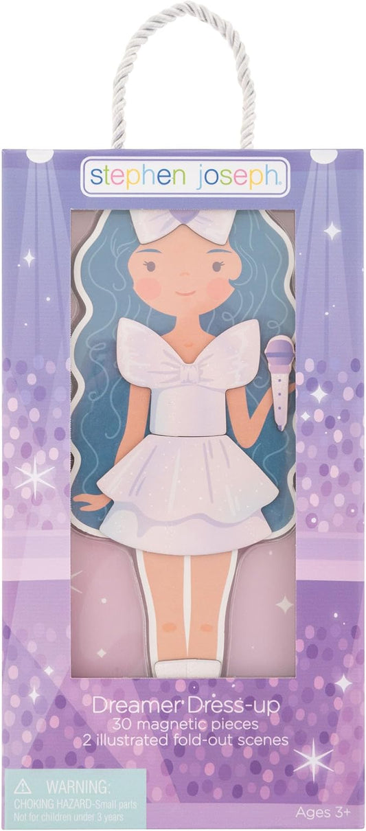 Stephen Joseph, Magnetic Dress Up Dolls, 30 pc Magnetic Travel Play Set – Pretend Play Magnetic Dress Up Dolls, Ideal for Ages 3 4 5 – Travel Game for Kids, Dreamer
